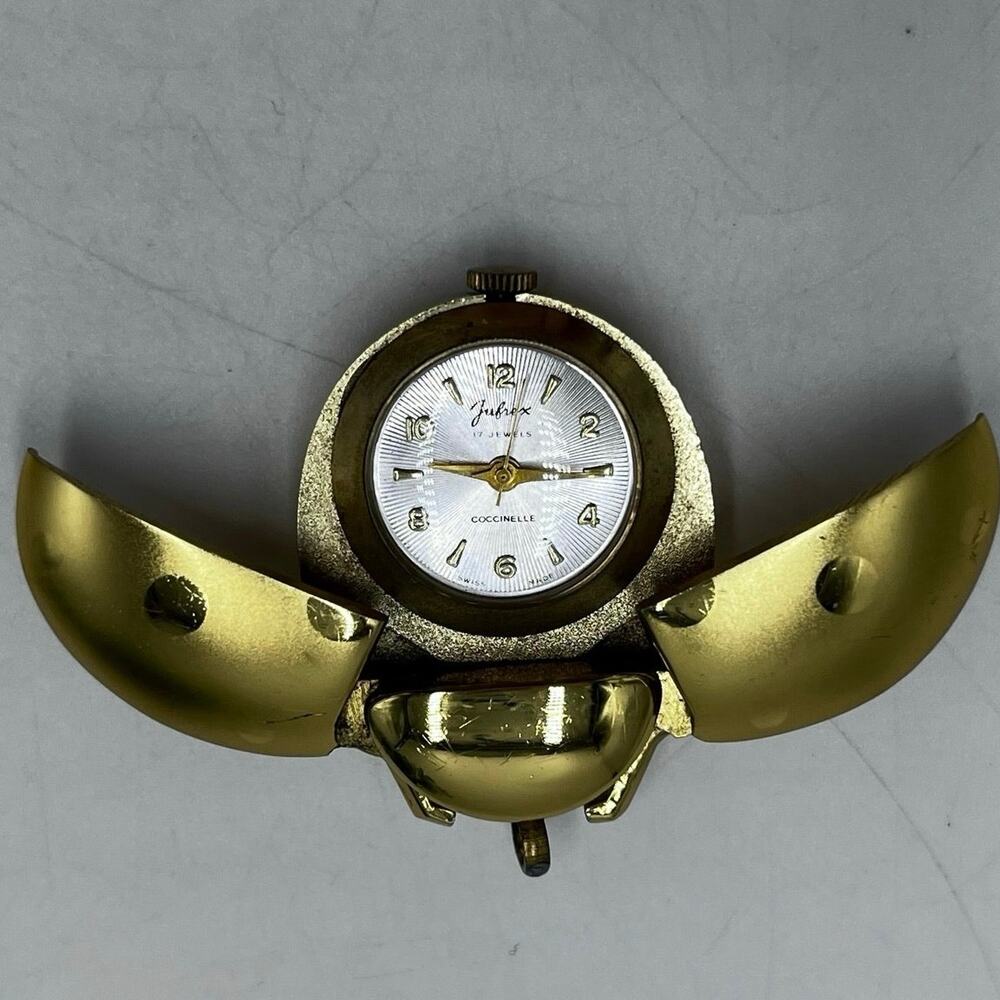 Jufrex 17 Jewels Vntg Juillerat Freres Mechanical Ladybug Watch Coccinelle parts